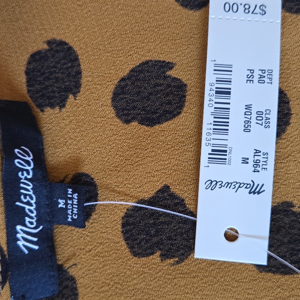 NEW Madewell Animal Sash-Tie Wrap Top in Painted Spots / Polka Dot Blouse - M - Picture 11 of 12